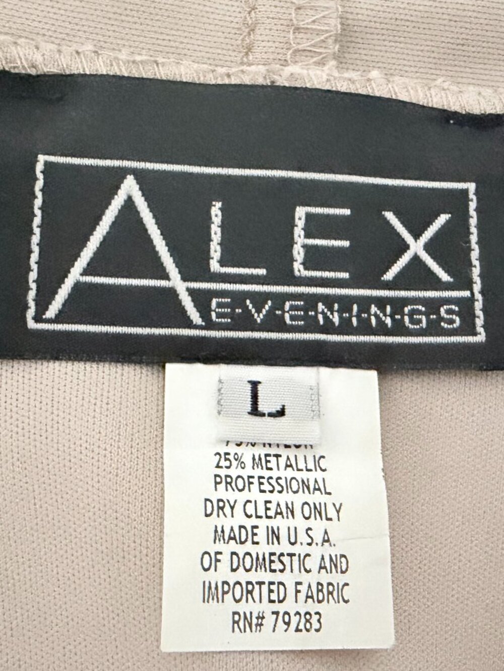 Alex Evenings Lace Champagne Taupe Formal Dressy Top Sparkly Sz Large - Picture 7 of 8
